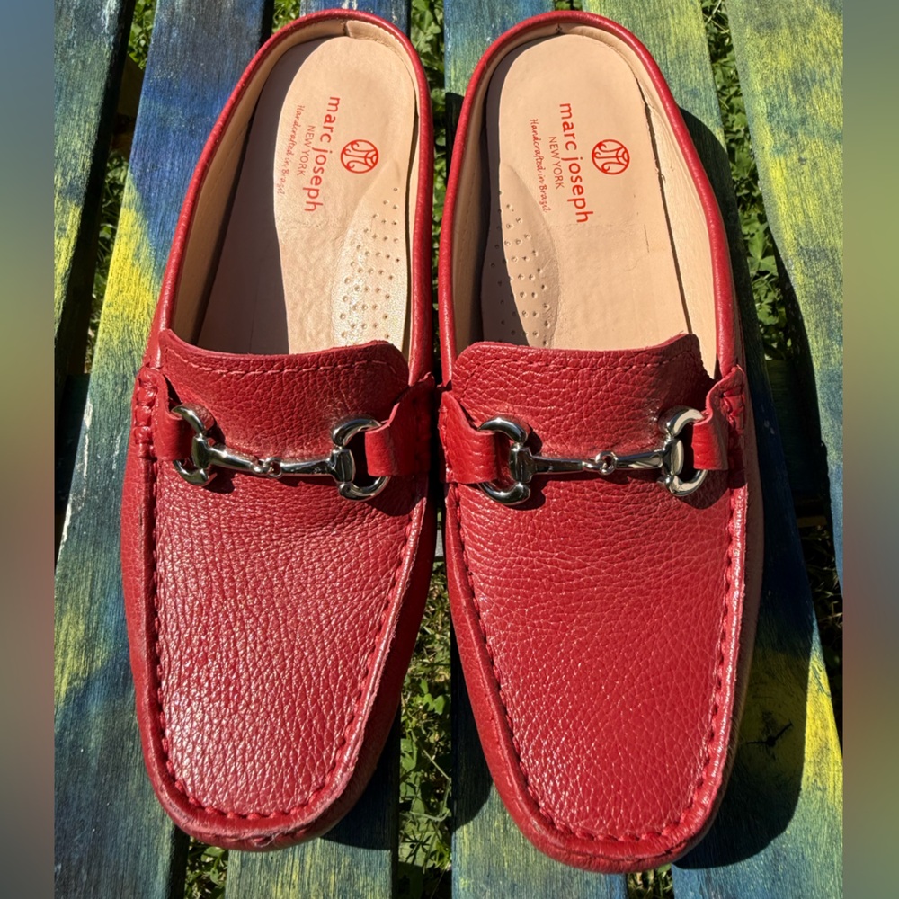 Marc Joseph Red Leather Ocean Drive Loafers Mule for women 8.5